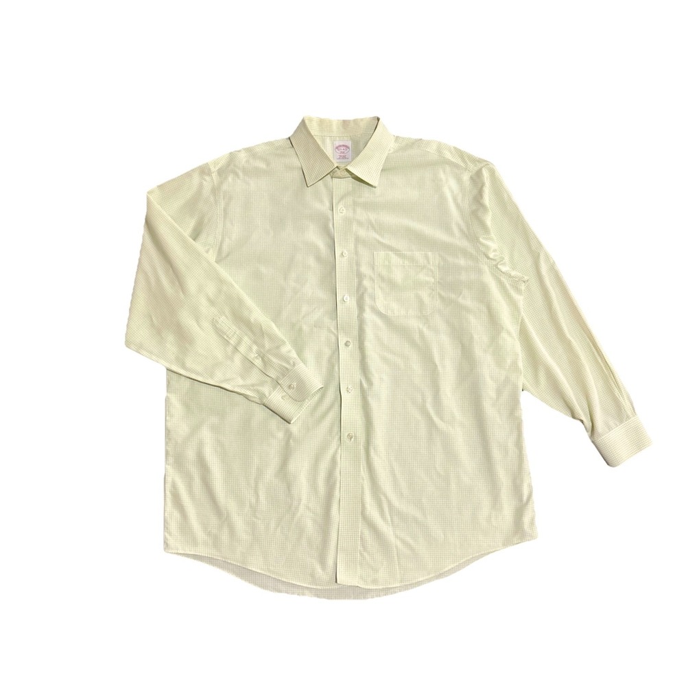 Brooks Brothers 346 Green Check Dress Shirt Regular Fit Non Iron Cotton 17.5 4/5